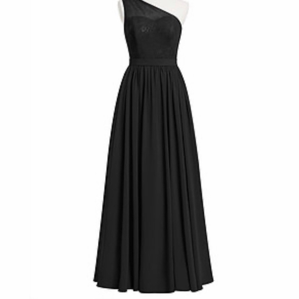 Azazie Elegant Black One-Shoulder Dress